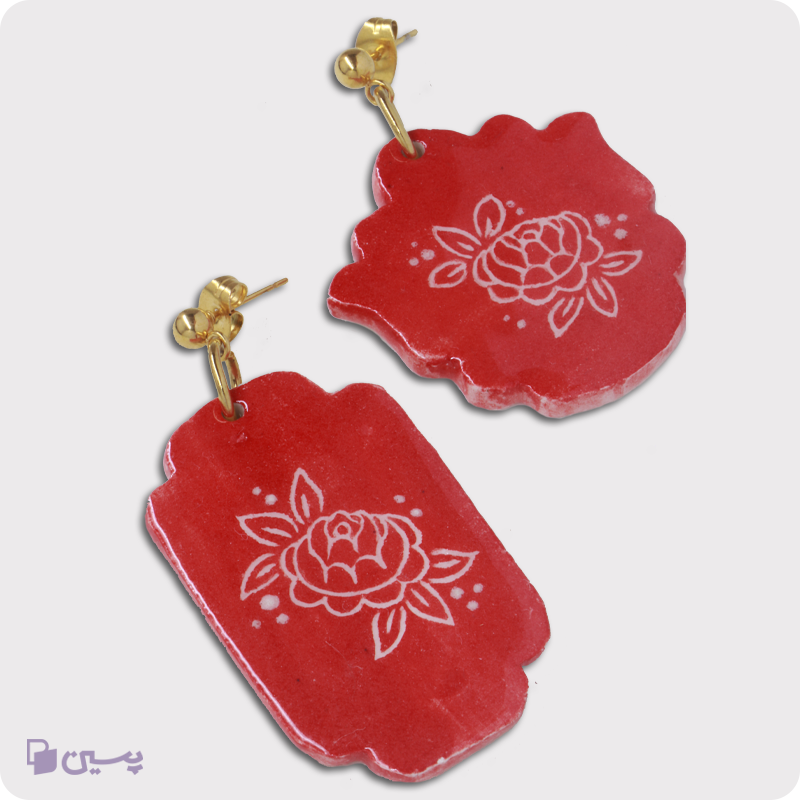 گوشواره سرامیکی طرح یاقوت