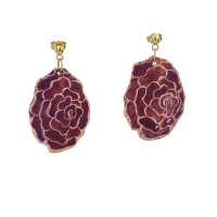 گوشواره سرامیکی طرح گل سرخ شرابی