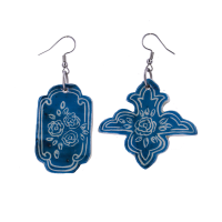 گوشواره سرامیکی طرح حوض فیروزه