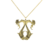 گردنبند برنجی طرح ماهی با ماهی، باز با باز