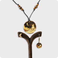 نیم ست چوبی طرح چشم انداز کوه و آسمان شب